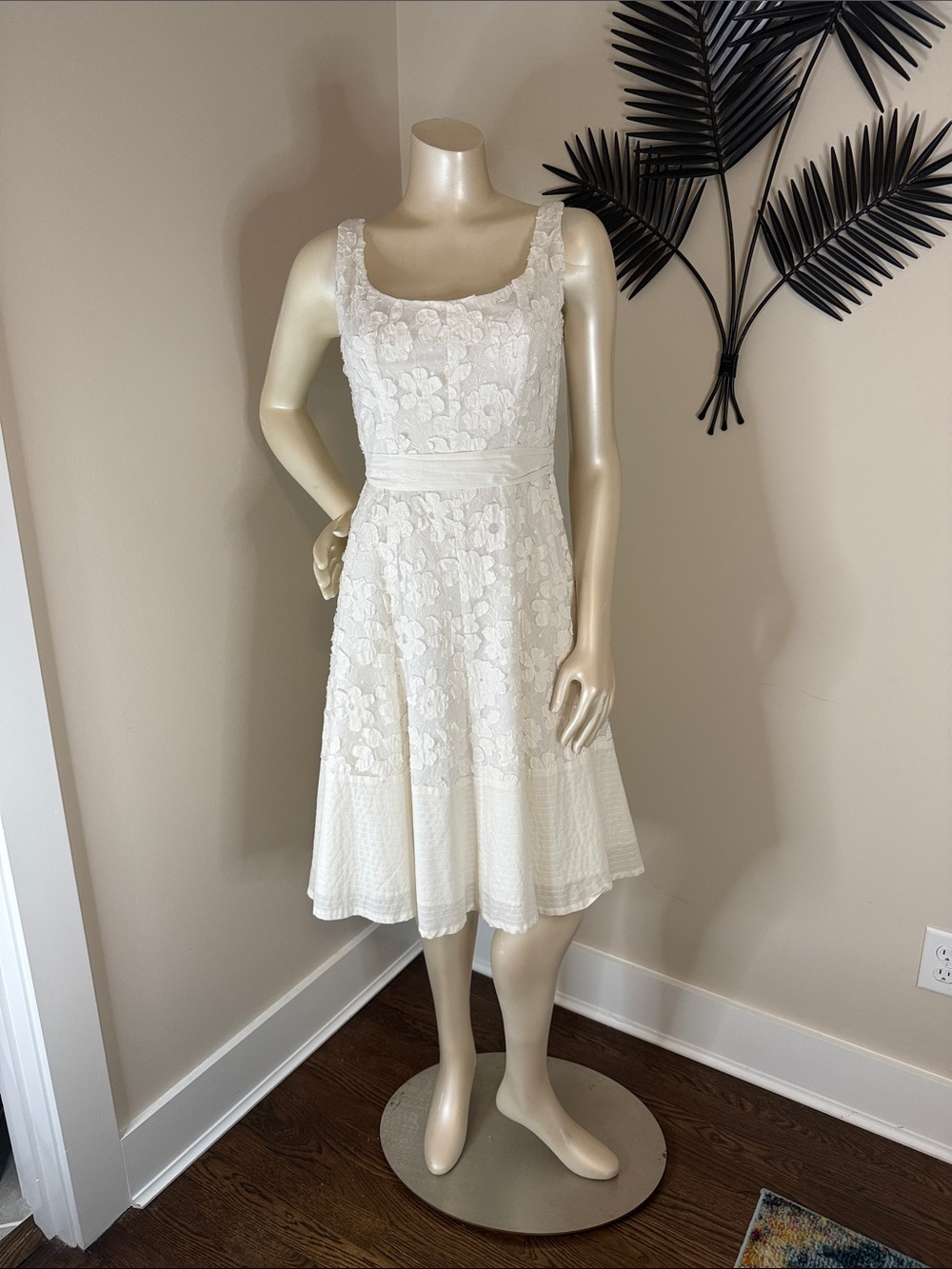 Eliza J White Floral Lace Midi Dress
